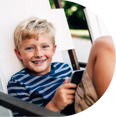 ipad kid smiling